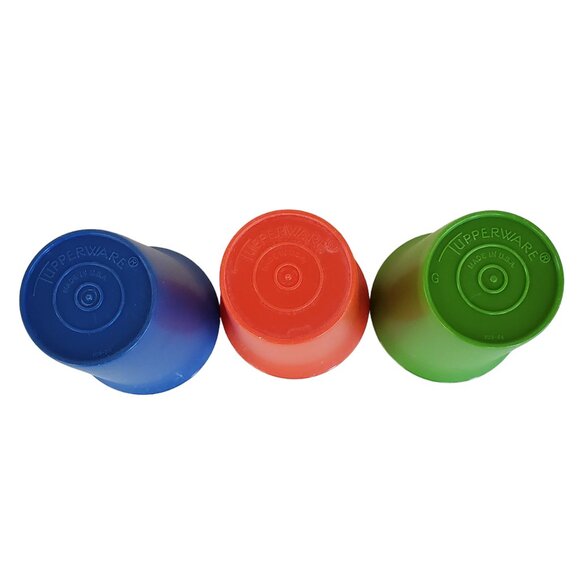 Vintage Tupperware Sippy Cups Tumbler Set of 3 #109 Green Blue Red (No Lids) - Picture 7 of 7